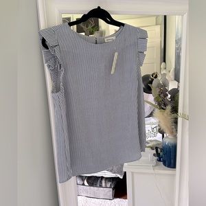 NWT Blue and white striped tank blouse by Monteau in size large